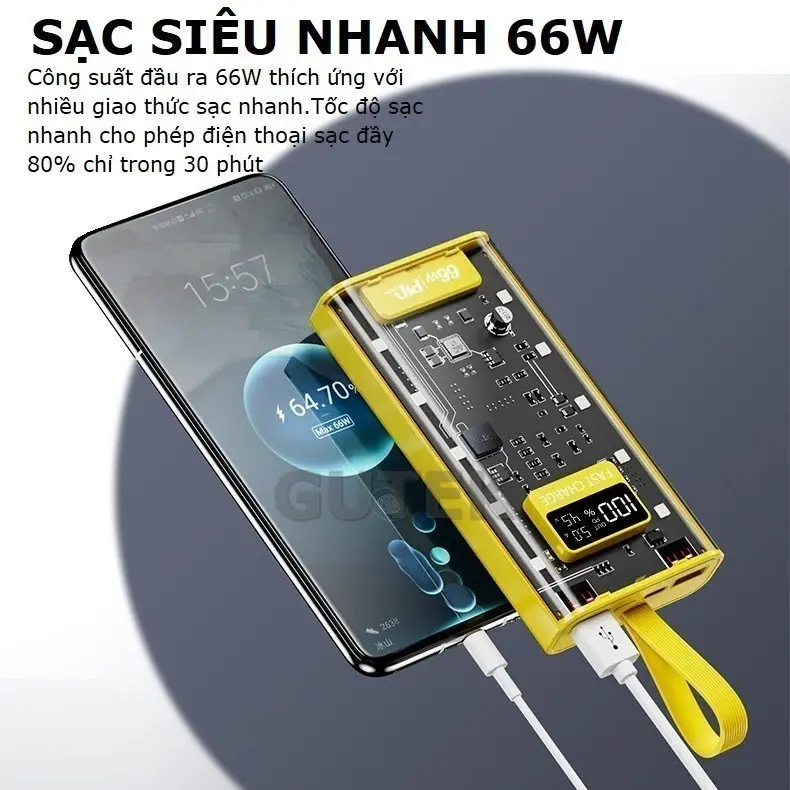 Sạc Pin Dự Phòng 30.000mah Tặng cáp 4 in 1 Sạc Nhanh PD22.5W Tích Hợp 4 Dây Sạc - Đèn Led Chiếu Sáng SP01 sạc  dự 100w 3