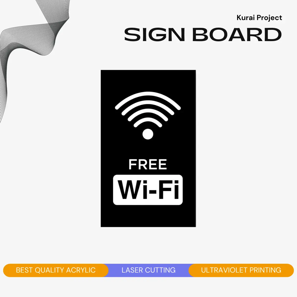 Akrilik Custom Papan nama -  FREE WIFI Acrylic Custom Sign Board Nama Ruangan - Akrilik Print Papan Nama Ruang Kantor Petunjuk Label Acrylic Tempel