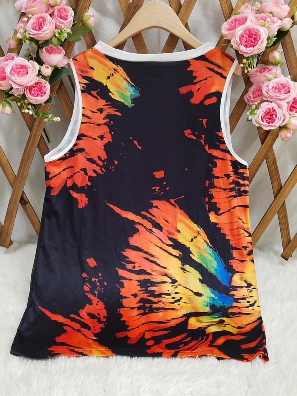 【Plus Size】 Tie Dye Print Tank Top, Casual Sleeveless Top for Daily Wear, Women's Plus Clothing for All Seasons 1