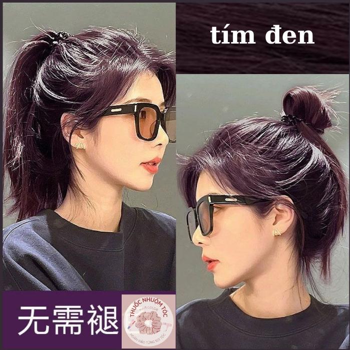 [Rẻ Vô Địch] Thuốc nhuộm tóc màu ĐEN TÍM, TÍM ĐEN thuốc nhuộm tóc không cần tẩy Tặng Oxi và Gang tay