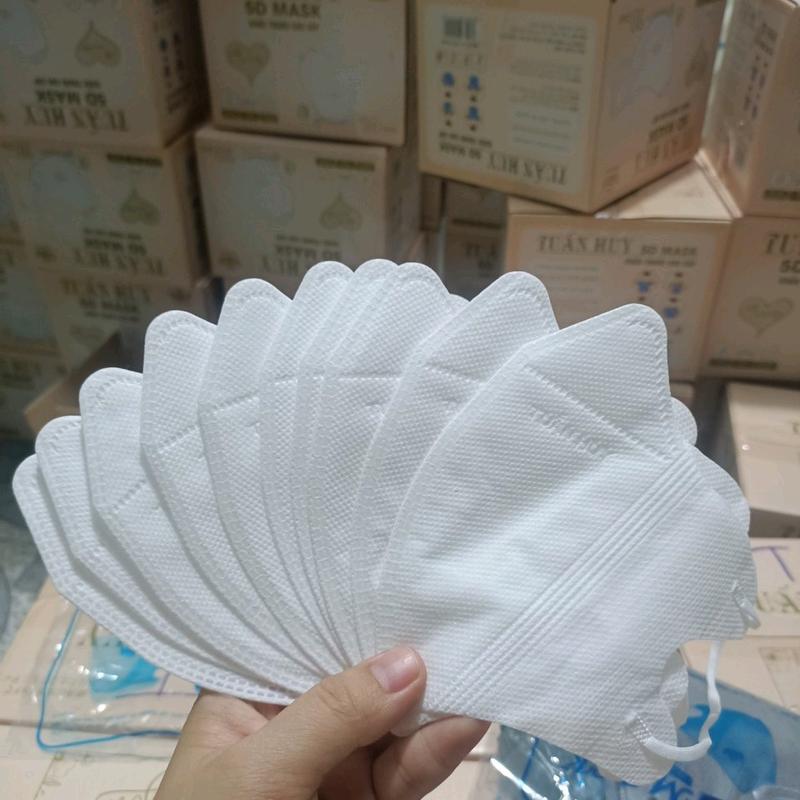 Combo 300cái ( tặng thêm 100 cái ) khẩu trang 5D Tuấn Huy trắng Phụ Kiện Che Mặt