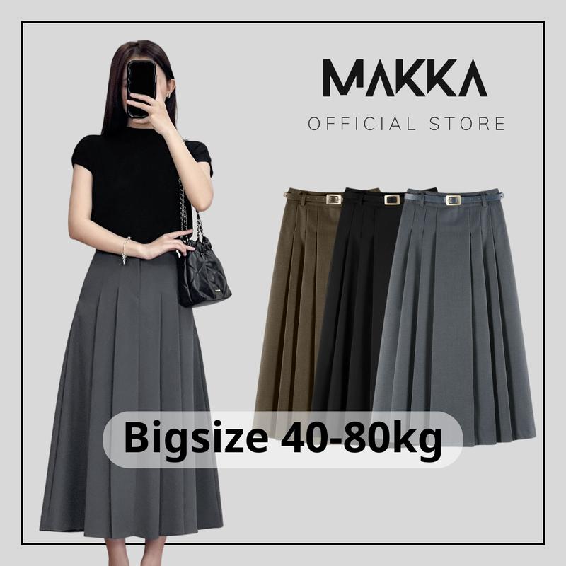 Chân váy nữ bigsize MAKKA chân váy dáng dài cạp cao xếp ly 531 Women Màu Đen
