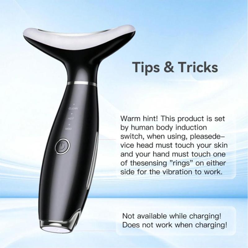 Portable Facial Massager, 3 Modes Face & Neck Massage Tool, Professional Facial Beauty Instrument for Women & Girls, Home Spa Massager 4