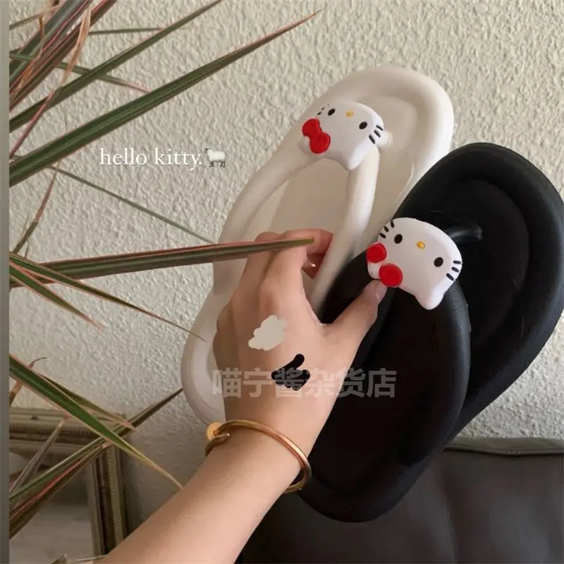 Dép Xỏ Ngón Hello Kitty, Thiết Kế Hoạt Hình Dễ Thương, Dành Cho Nữ, Phong Cách Ngọt Ngào Và Ngầu Thích Hợp Cho Mùa Hè Và Các Hoạt Động Ngoài Trời, Đế Mềm, Dép Đi Biển, Năm 2025 DéP GiàY 6