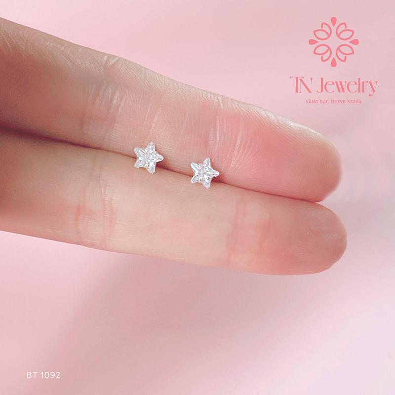 Bông tai nữ nụ đá hình ngôi sao năm cánh chốt bạc ta, xinh xắn, dễ thương, dễ phối đồ - BT 1092
