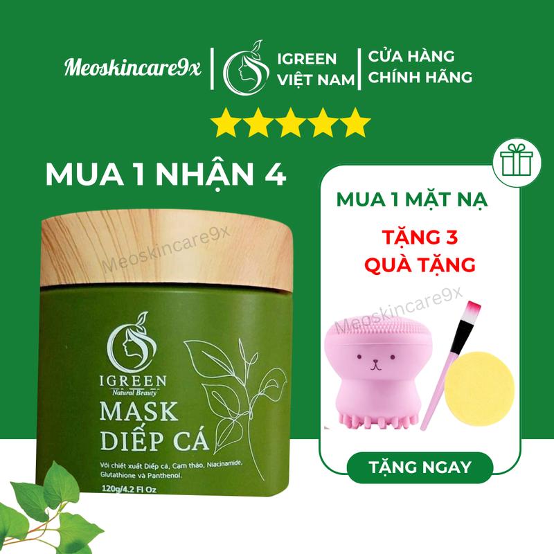 MẶT NẠ DIẾP CÁ IGREEN, 120gr, hỗ trợ giảm mụn, giảm thâm, hỗ trợ se khít lỗ chân lông, dạng đất sét, làm da sạch sâu, mịn màng, dưỡng ẩm, dưỡng trắng mặt nạ