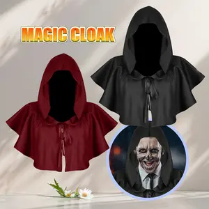 Vampire Devil Capes Unisex, Medieval Hoodied Cape cosplay costume Helloween Party Costume - Black / Red