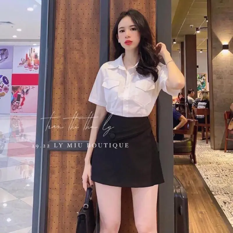 áo sơ mi nữ tay cộc nhiều màu(hình thật ở cuối) 0