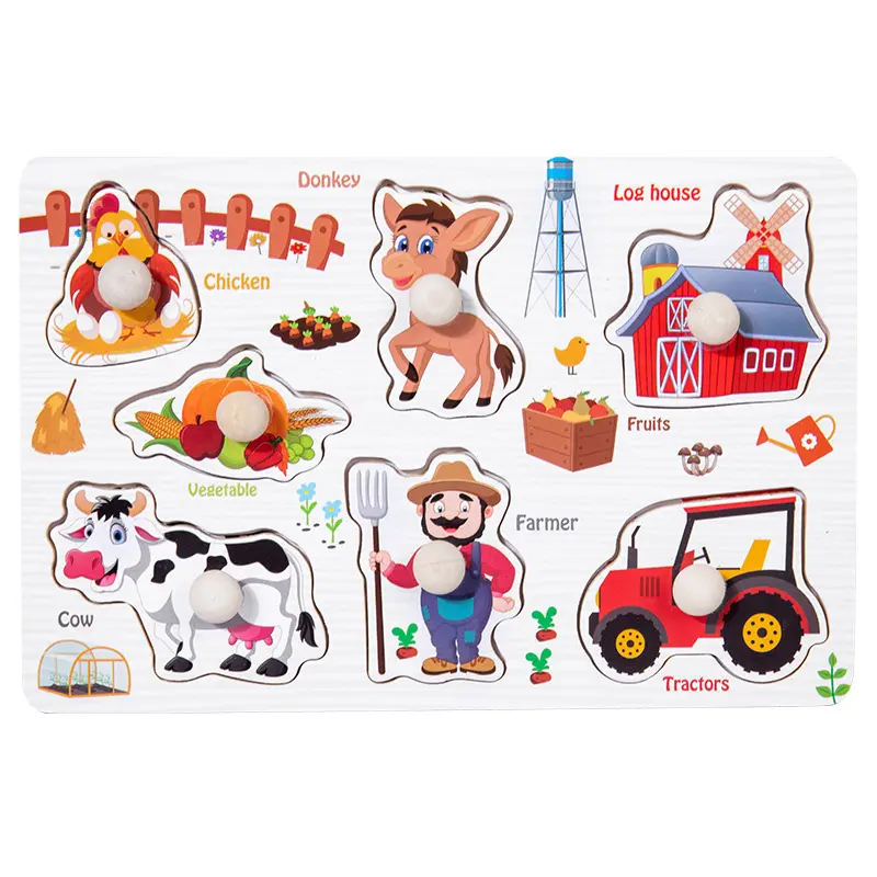 Bảng ghép hình núm gỗ 6 chủ đề gần gũi hấp dẫn cho bé, giúp bé khám phá và ghi nhớ Đồ Chơi 4