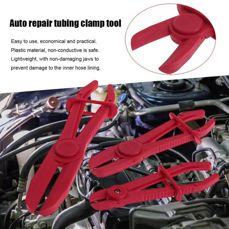 3 pcs Red Plastic Clamp Pliers Tool Brake Pipe Water Line Clamp Pliers Pliers Hose Tube Line Clamps Pinch Pliers Repair 0