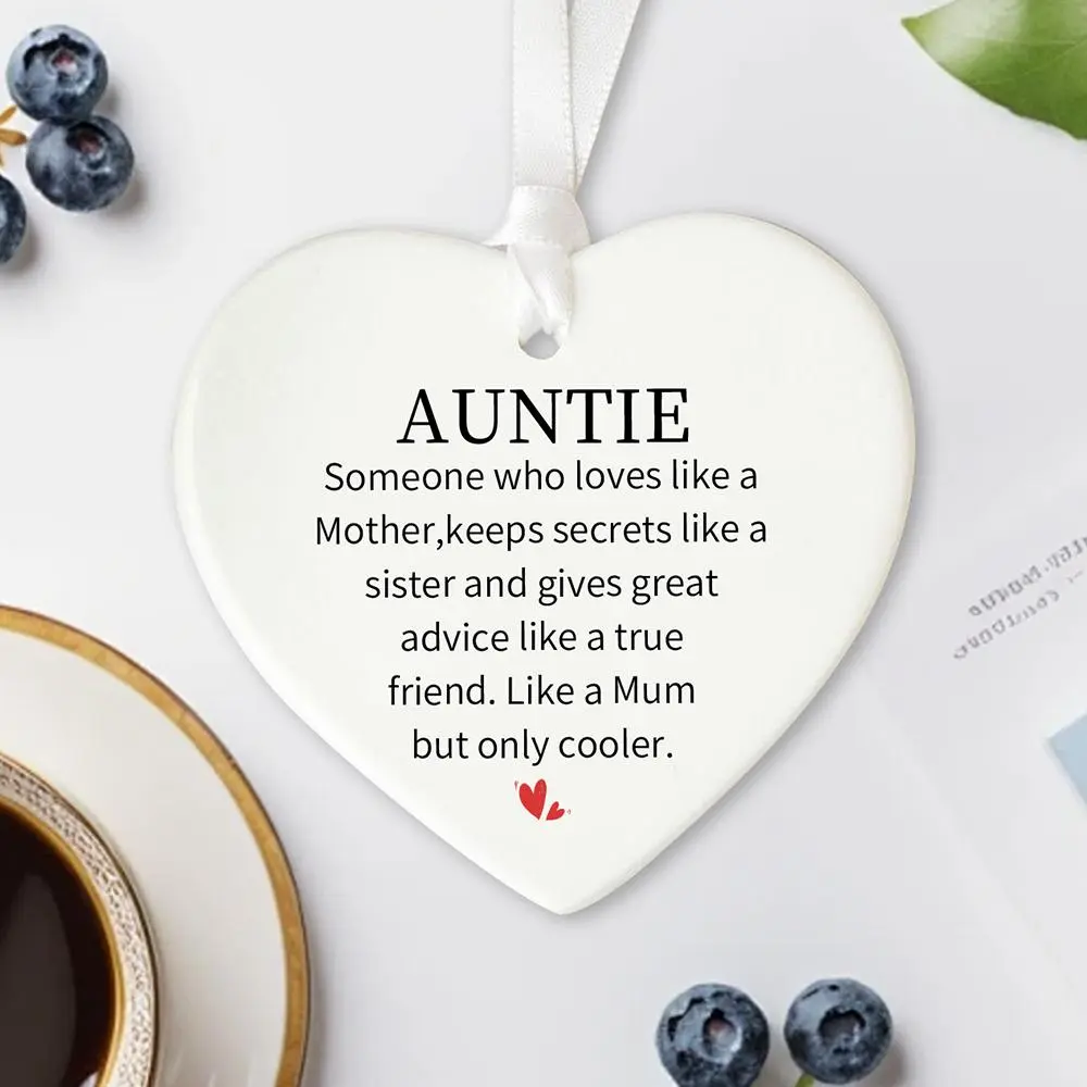 Heart Shaped Ceramic Ornament, Aunt Gift, Auntie Gift, Gift for Aunt, Ceramic Ornament, Party Favors, Party Gifts, Decor