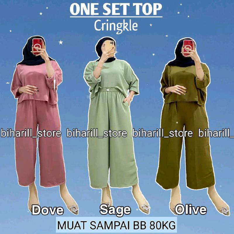 Glory One set crop top Cringkle Airflow - Setelan Wanita Cringkle One Set termurah 4