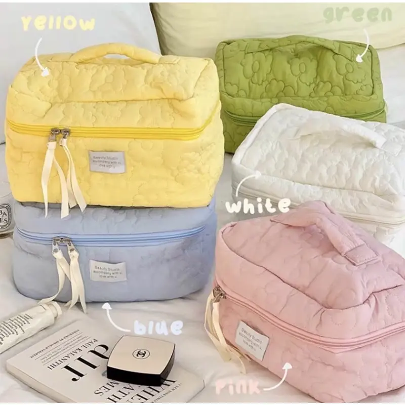COD Tas Kosmetik Portable Tas Pouch Serbaguna Warna Pastel Bahan Halus Lembut Kualitas Super Untuk Travel