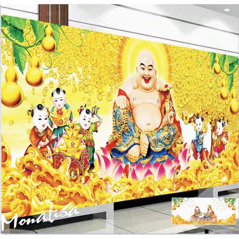 Tranh Thêu Kín,Tranh Đính Đá Phật Di Lạc-Di Lạc Ngũ Phúc Chưa Đính YD3007(150*70),YD3006(110*55),Chưa Thêu MN0187(150*70