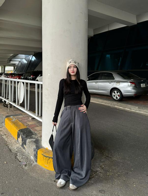 Quần ống rộng Basic Migcool quần dài ống suông màu đen Unisex