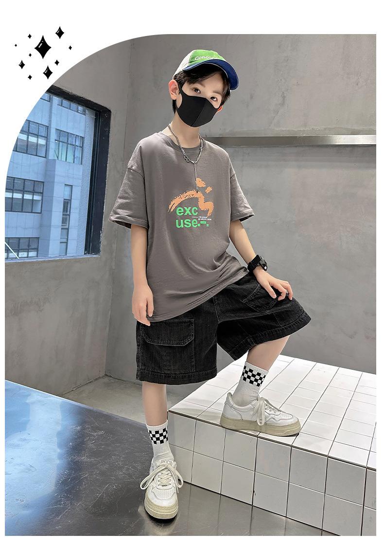 Product Introduction of Boys' Short Sleeve T-Shirt Summer 2025 New Children's Cotton Summer Boys' Trendy Top 11