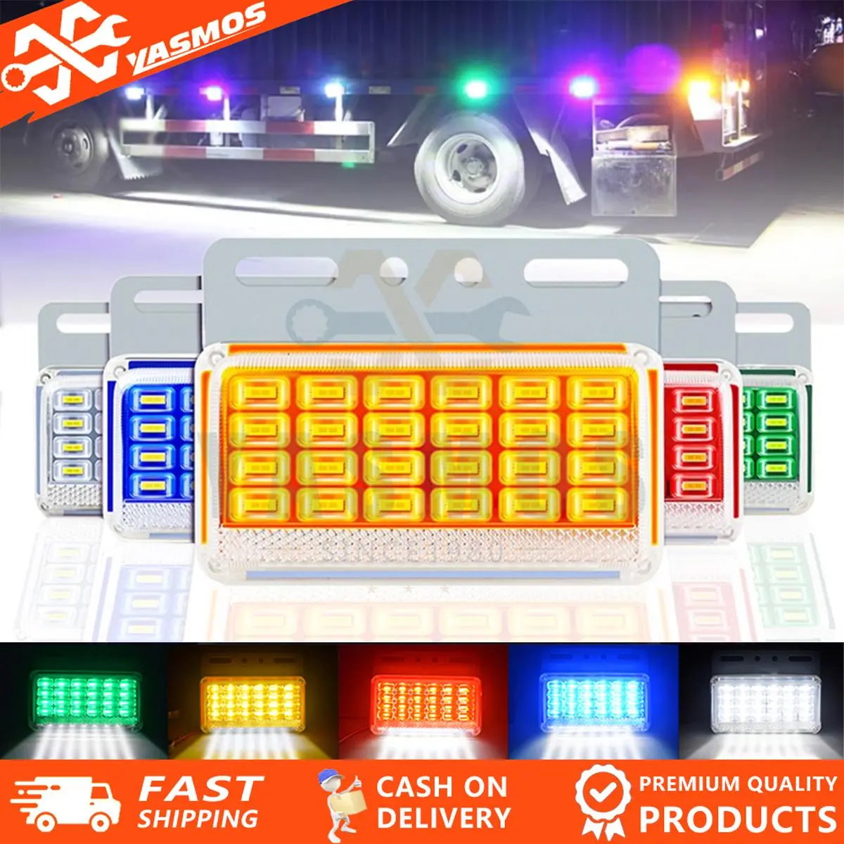 12V/24V 9D LED Side Marker Light Warning Tail Light Signal Light For Car Truck Bus Boat Rv 1PC