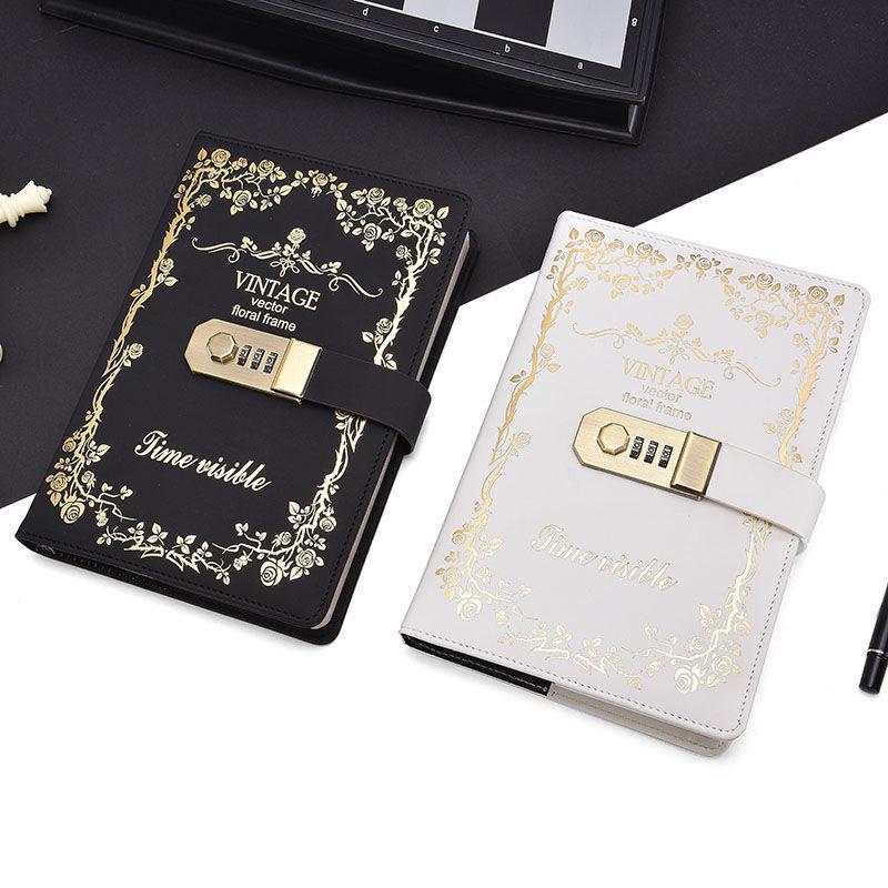 Sổ tay bảo vệ mật khẩu cổ điển Sổ nhật ký dễ thương cho học sinh có khóa Sổ tay dày Sổ tay Sổ tay Văn phòng phẩm 1