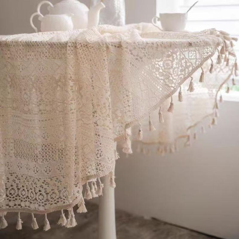 Product Introduction of Khăn trải bàn ren khoét lỗ, Phong cách Cổ Điển Hình chữ nhật hoặc hình tròn, Thích hợp cho Bàn ăn trong khu vực miền núi màu trắng, Khăn trải bàn Nhỏ Phong cách Ins 4