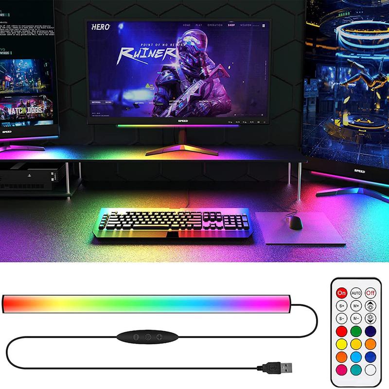 Bộ thanh LED gắn màn hình máy tính RGBCW - Decor setup phòng chơi game bàn làm việc - Điều khiển Remote và Mobile App - Nháy theo nhạc - 351 chế độ màu động - Bảo hành 6 tháng