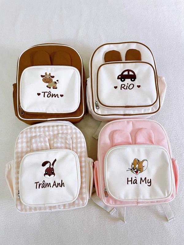   Thêu Tên  Balo Tai Thỏ Thêu Tên Cho Bé Mầm Non Balo Đi Học Phong Cách Hàn Quốc Túi Đi Học Mẫu Giáo 
