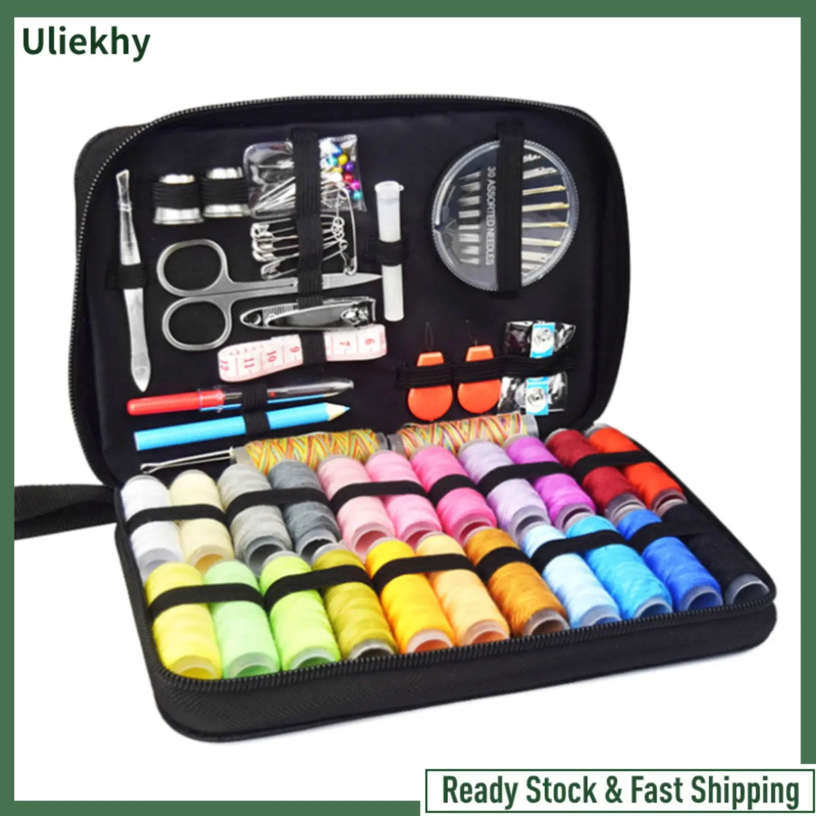 Uliekhy 97Pcs/Set Portable Travel Sewing Box Needles Tools Stitching Embroidery Craft Sewing Kits