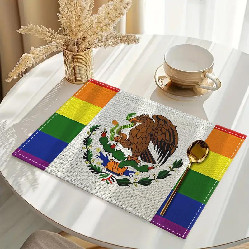 Mexican Flag Pattern Place Mat, Durable and Stylish Table Mat, Kitchen Dining Table Settings, Family Party Gifts, Home Decor, Coasters 2