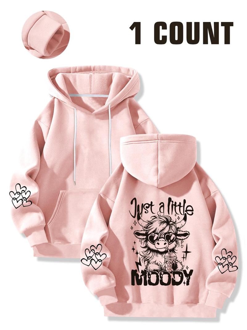 Product Introduction of Women's Cow Print Hoodie, Fashion Casual Hooded Sweatshirt for Daily Holiday Outdoor Wear, Women Clothing for Fall & Winter 3