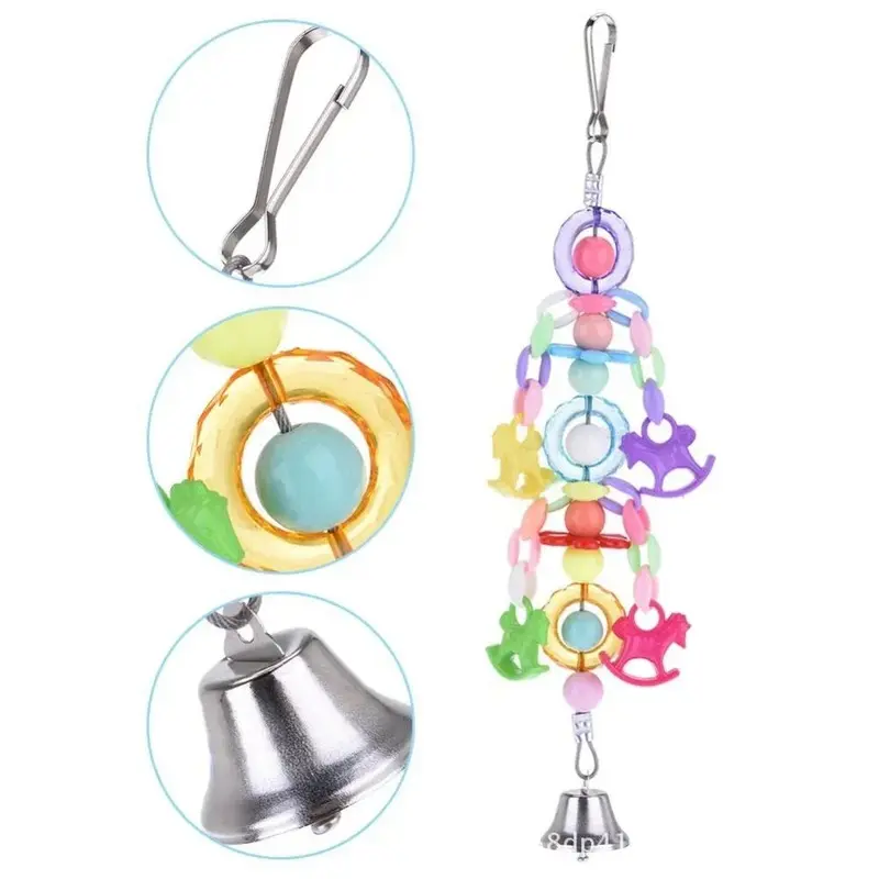 Đồ Chơi Chim, Đồ Chơi Vui Nhộn Cho Vẹt Đuôi Dài Cockatiel, Vẹt Đuôi Dài, Conure, Đồ Chơi Chuông Cắn Và Nhai, Làm Bằng Acrylic, Cầu Treo, Dây Leo Thích Hợp Cho Lồng, Đồ Chơi Xích Đu 3