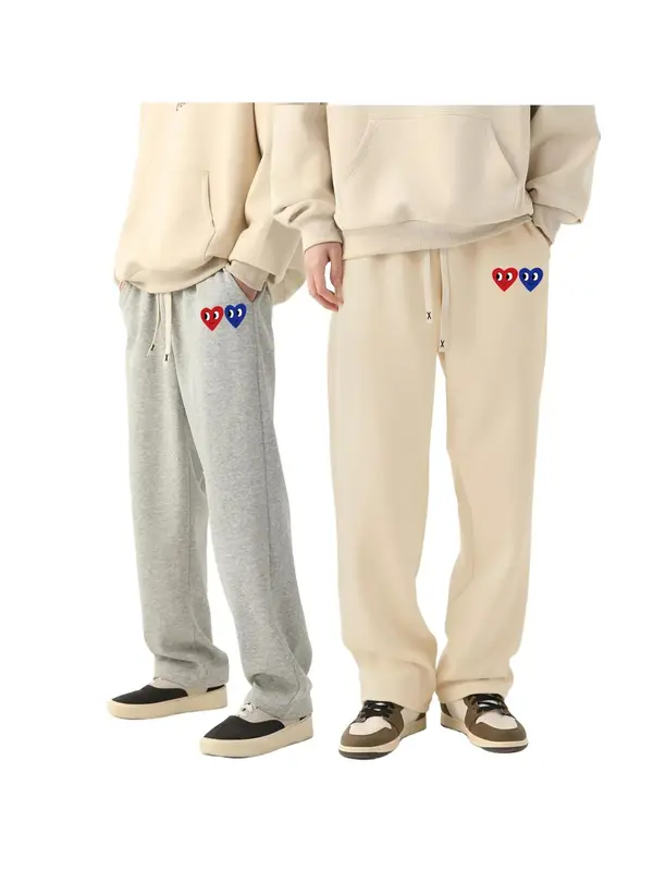 Men's Heart Print Pocket Drawstring Waist Sweatpants, Regular Fit Straight Leg Pants for Spring & Fall, Drippy Outfits, Men's Trousers for Summer Daily Wear, Pants for Men, Going Out Outfit, Casual Menswear Valentine's Day, gift, Work Trousers Men 4