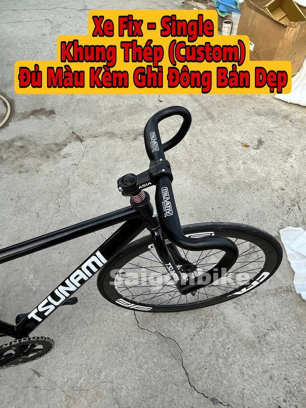  Xe Đạp Thể Thao Fix Gear Và Single Tsunami Snm 100 bản Khung Thép Custom Đủ Màu Kèm Ghi Đông Bản Dẹp Nhôm  Kẻm Dây Strap Và Đồ Lắp  