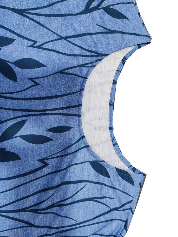 Plus Size Leaf Print Batwing Sleeve Tee, Casual Scoop Neck Half Sleeve T-shirt for Summer, Women's Plus Size Clothing for Daily Wear 3