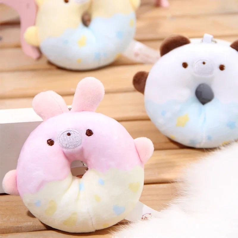 Product Introduction of Rabbit Donut Plush Toy Cat Dog Chicken Plush Keychain Doll 1