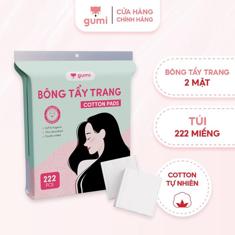 GU07- Combo 4 bịch bông tẩy trang 222 miếng Gumi chất liệu Cotton Loại bỏ Trang Điểm