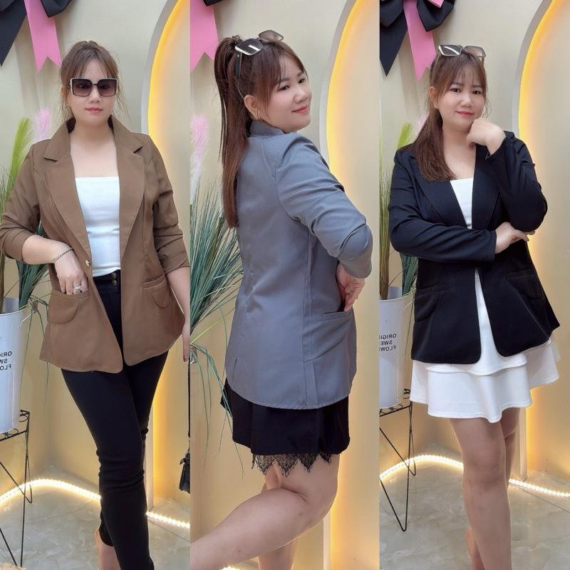 Áo Khoác Vest Nữ 1 lớp Bigsize 60-95kg,Tay Dài Sang Trọng dễ phối đồ,Chất Liệu Vãi Cotton Lạnh