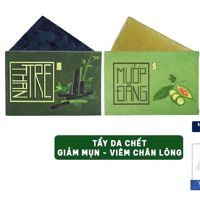 [2 bánh]Combo xà bông sinh dược than tre mướp đắng Không chứa silicon YHCT mát da,the mát sảng khoái giảm mụn lưng viêm chân lông hợp tác xã sinh dược Làm Đẹp Da xà  phòng
