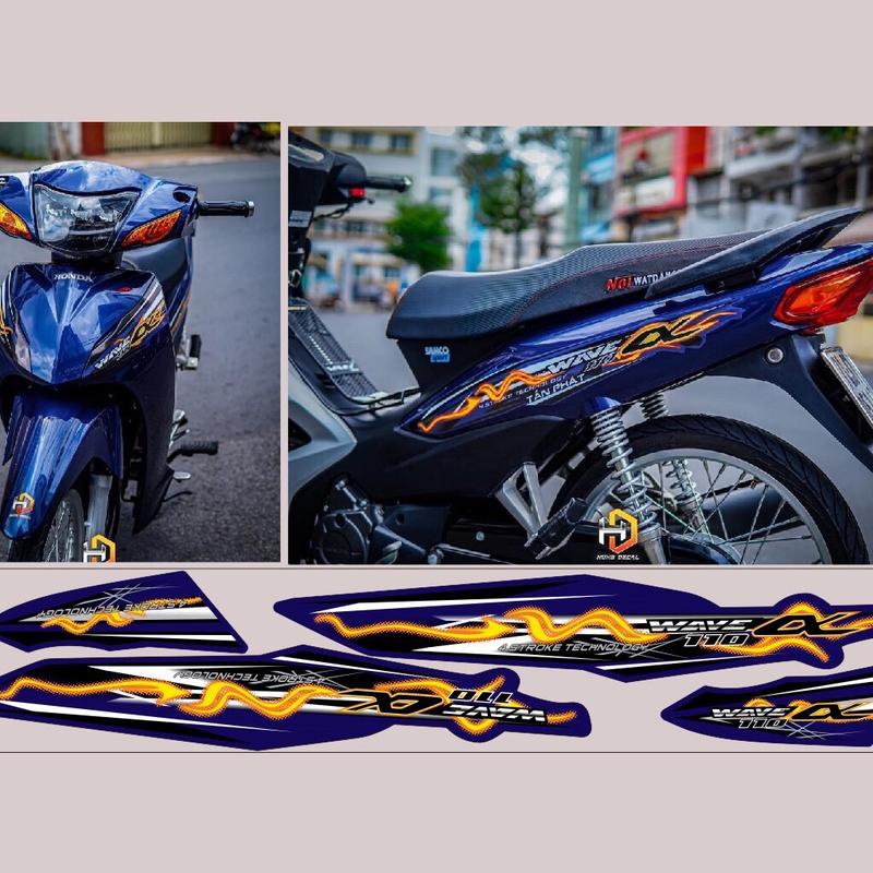 Tem xe wave A 2023 cho xe xanh tem chế decal 3 lớp - nhãn dán