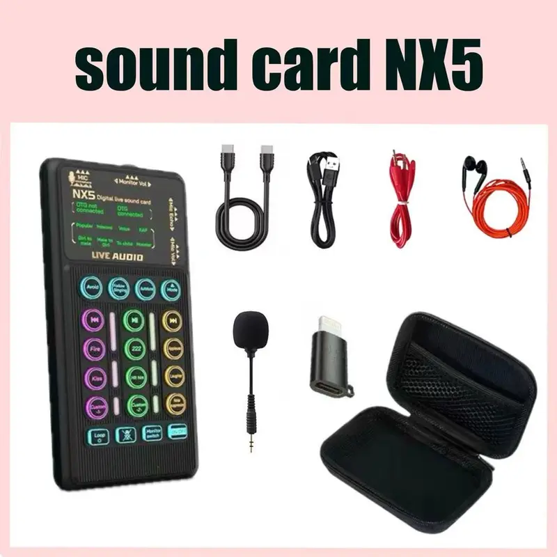 Sound card NX5 Soundcard hỗ trợ hát karaoke Livestream PK trò chuyện 2 chiều Card âm thanh 0