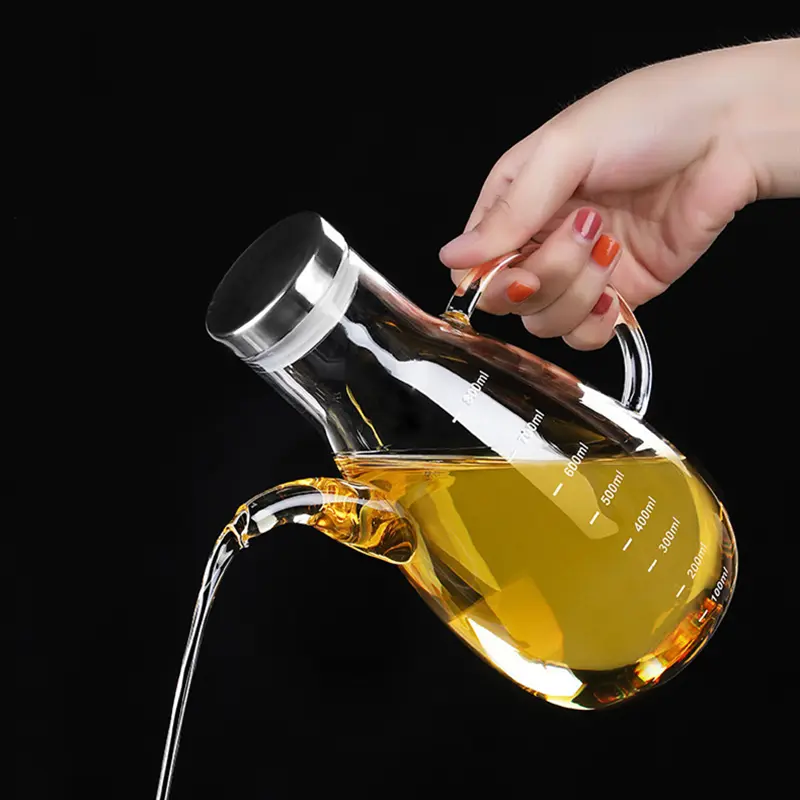 800ML Glass Oil Pots Transparent Scale Glass Oil Bottle BBQ Kitchen Supplies Cooking Oil Can Soy Sauce Vinegar Bottles