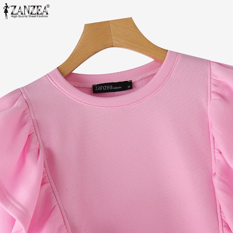 Product Introduction of ZANZEA Women Fashion Ladylike O Neck Pullover Full Sleeve Ruffled Edge Office Casual Sweatshirts * 48