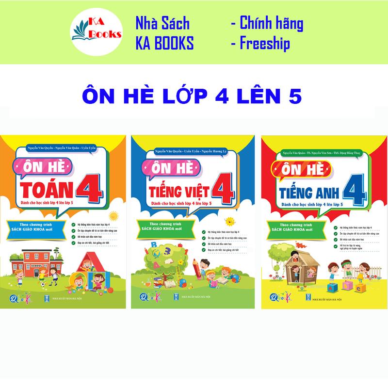 Sách - Combo 3 cuốn Ôn Hè Toán, Tiếng Việt, Tiếng Anh 4 - Chương Trình Mới - Dành cho học sinh lớp 4 lên 5