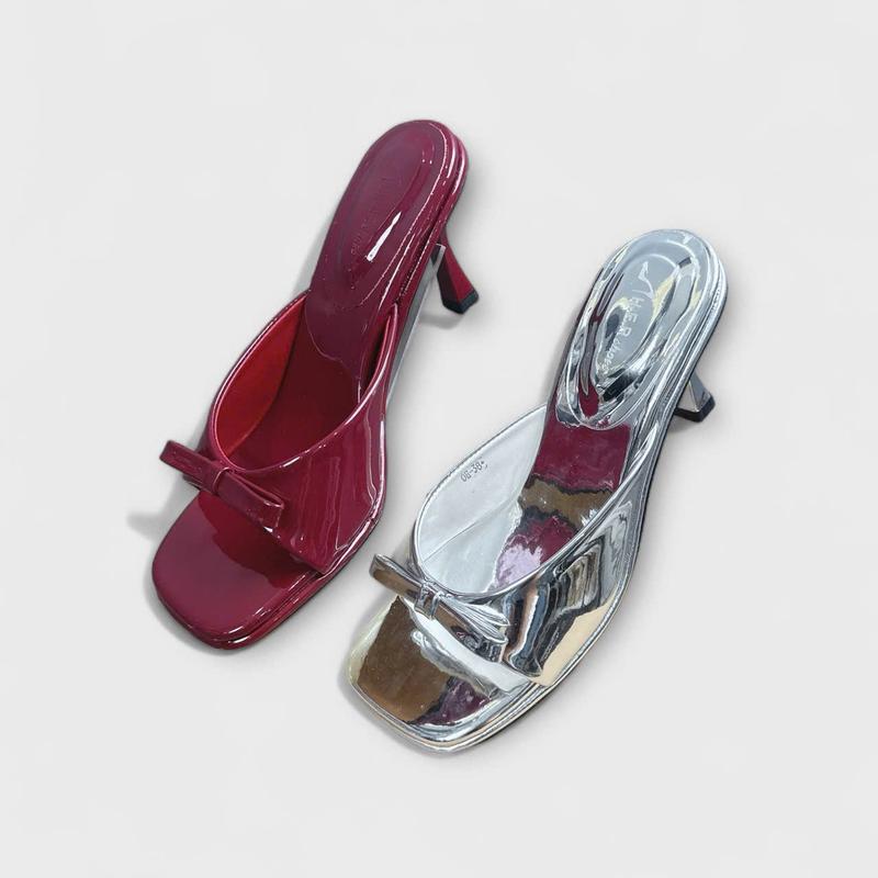 GIÀY DÉP NỮ HERSHOES - GIÀY NỮ THỜI TRANG MŨI VUÔNG HỞ THIẾT KẾ NƠ VÀ QUAI BẦU ÔM CHÂN HIỆN ĐẠI - GÓT TRỤ NHỎ CAO 7 PHÂN - DK0038 0