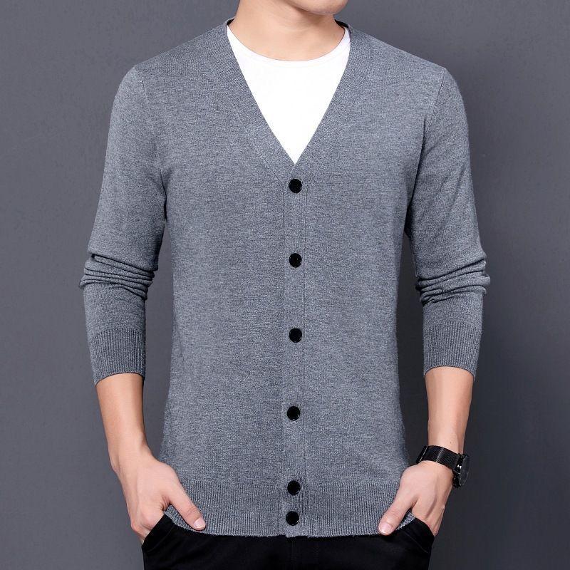 Product Introduction of Áo Khoác Cardigan Len Dệt Kim, Hàng Mới Về, Thích Hợp Cho Mùa Xuân Và Mùa Thu, Phong Cách Thường Ngày Màu Trơn Áo Len Mỏng Cho Nam, Thích Hợp Cho Nam Trung Niên Menswear 10