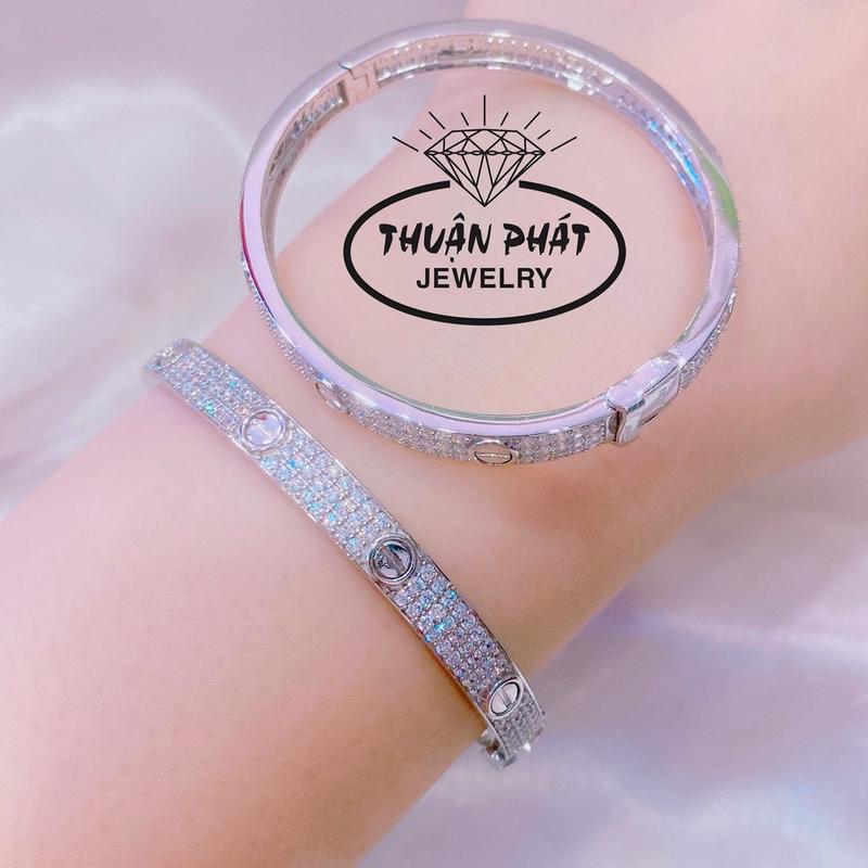 Phụ Kiện Vòng  Tay Nữ V011 Catier Full Tấm Đeo Tay Sang Trọng Trang Sức Bạc Ý Xi Kim - Bạc Thuận Phát