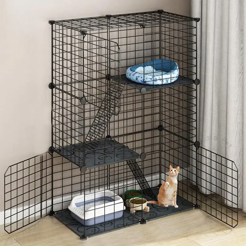 3 Floors Cat Cage Large Steel Wire Cat Cage Cat Rest Play House Ladders Door