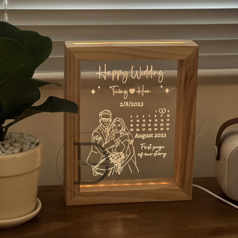 Khung Tranh Đèn Led 3D Khắc Ảnh Theo Yêu Cầu Decor Decor Phòng