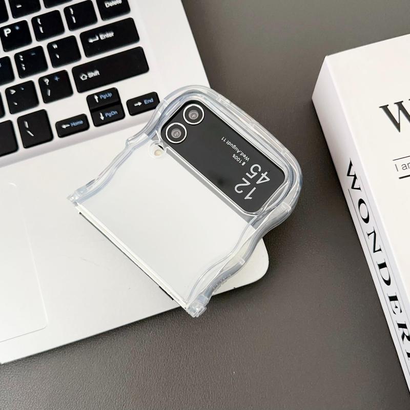 Foldable Wavy Edge Design Clear Phone Case, 1 Count Decorative Phone Protector Cover Compatible with Samsung Galaxy Z Flip 3/5/4, Phone Accessories 5