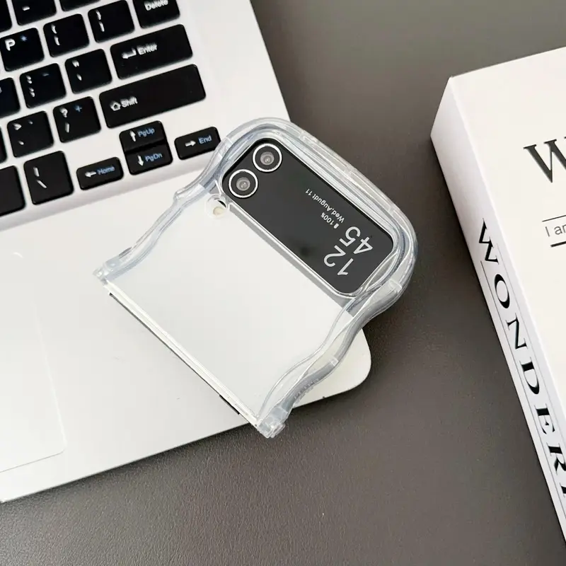 Foldable Wavy Edge Design Clear Phone Case, 1 Count Decorative Phone Protector Cover Compatible with Samsung Galaxy Z Flip 3/5/4, Phone Accessories 4