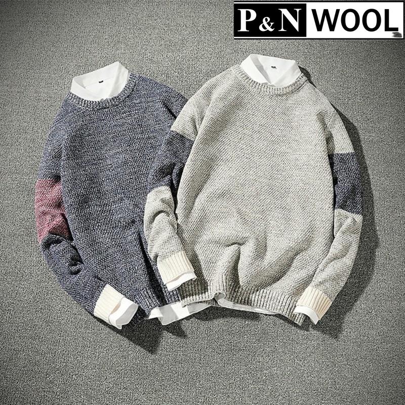 Áo len NAM cổ tròn kẻ tay dệt hạt gạo cao cấp Hàn Quốc - AL08 Menswear áo  sweater