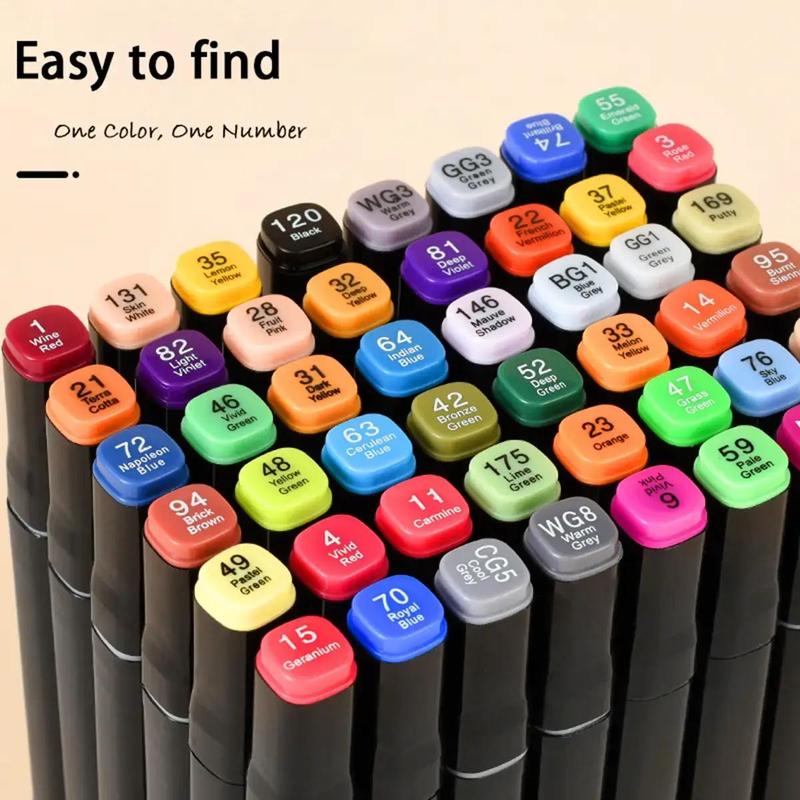 Marker Pen Set, 1 Set 168/120/80/48/12 Colors Marker Pen, Dual Ended Markers, Professional Drawing Markers, Student Stationery, Art Materials 2